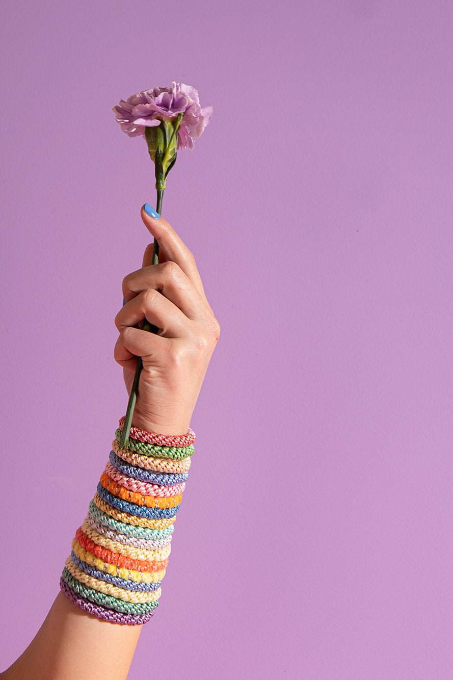 Kknekki | Bon Dep Haargummi - Peack Pink Glitter Stripe - kleinstadtleben concept store