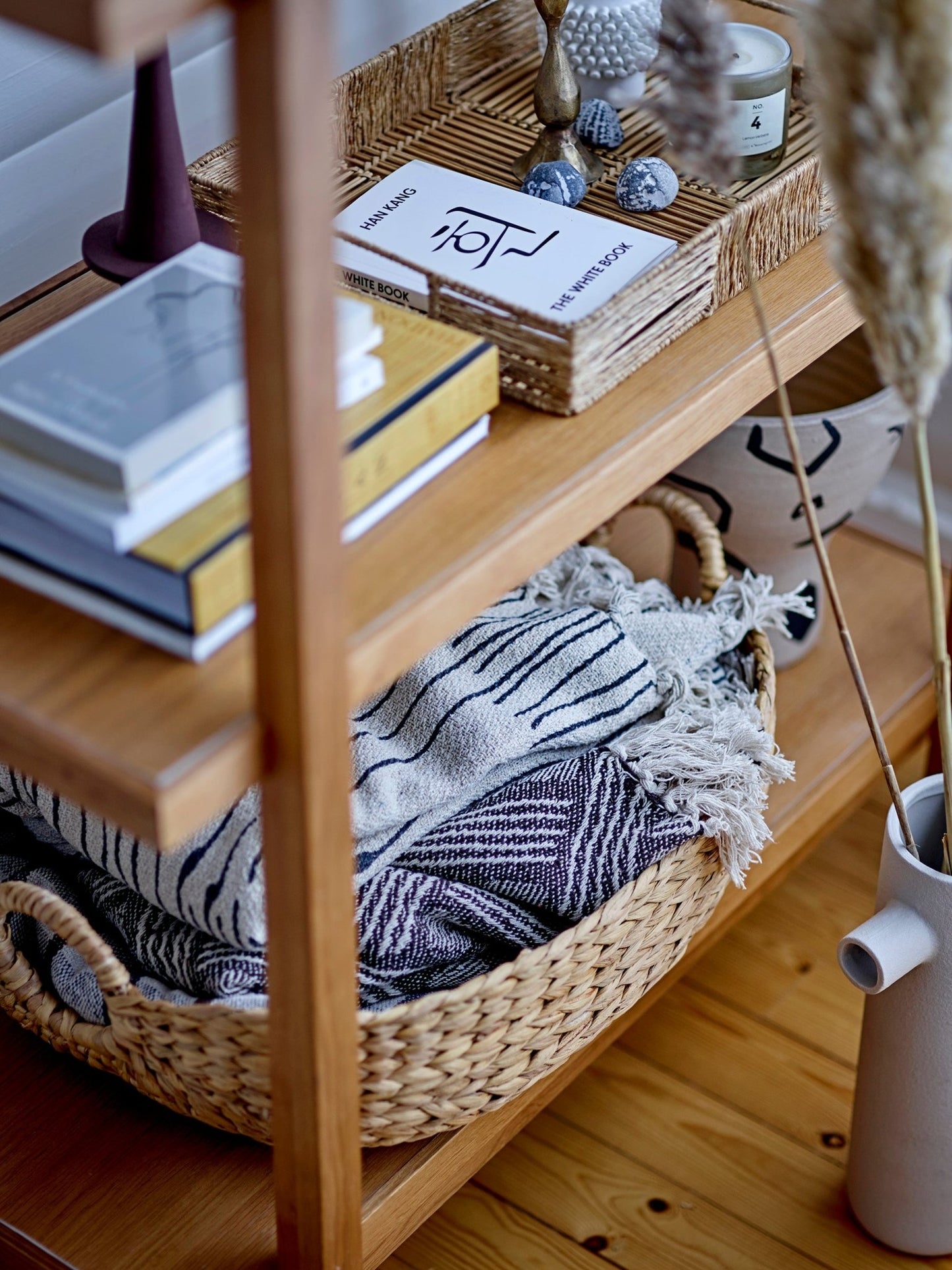 Decke recycelte Baumwolle natur anthrazit - kleinstadtleben concept store