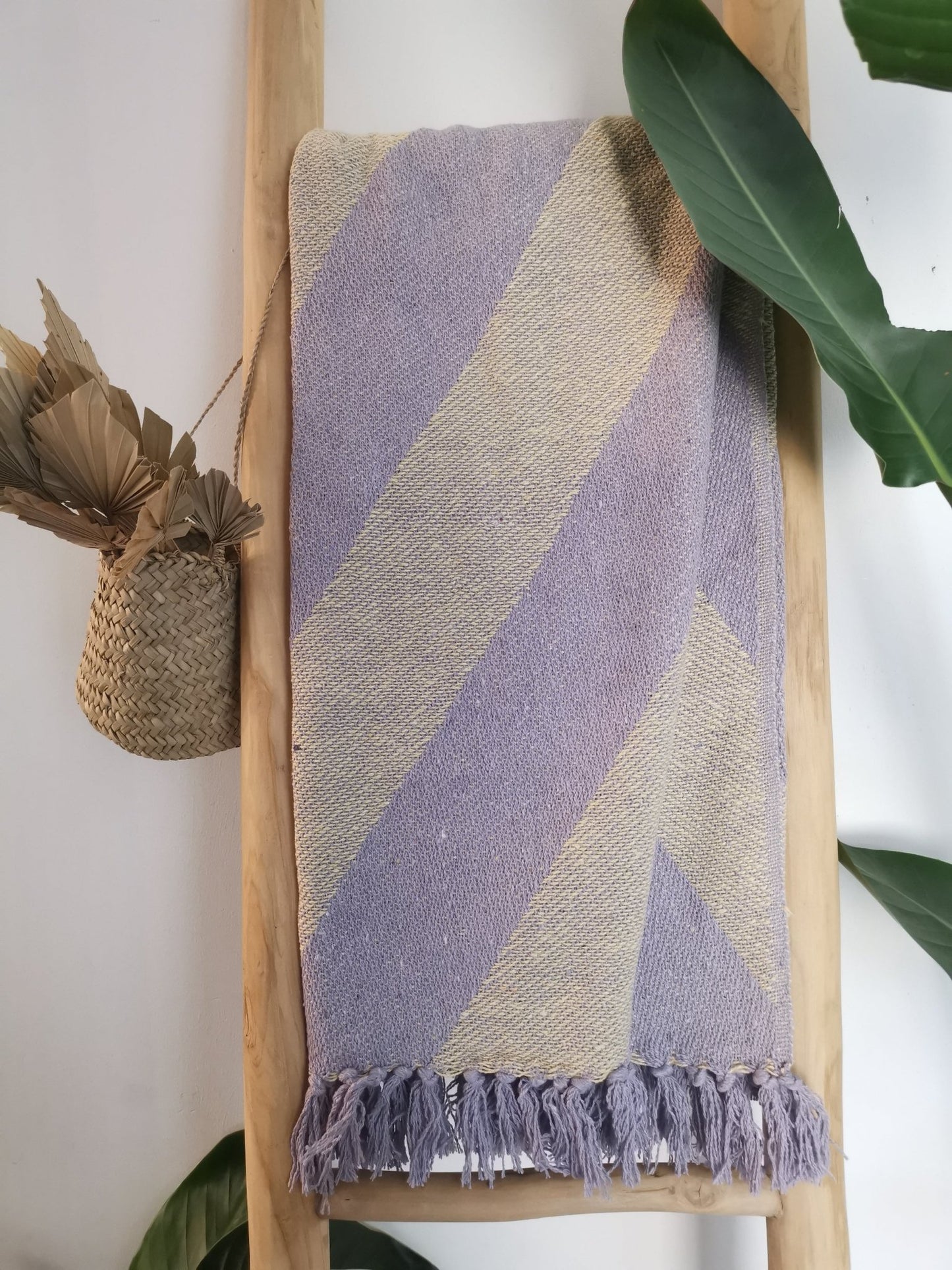 Decke violett-gelb Recycelte Baumwolle - kleinstadtleben concept store