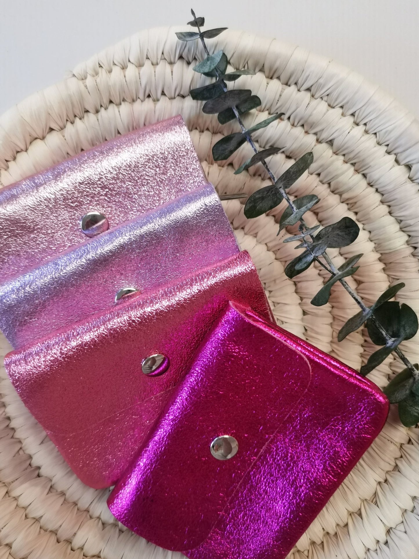 Geldbörse Portemonnaie 100 % Leder hellrosa metallic - kleinstadtleben concept store