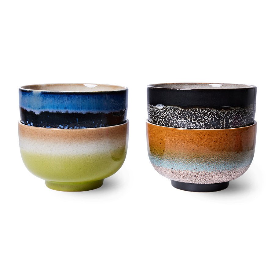 HKliving 70´s ceramic Keramik Schalen 4er Set Groovy - kleinstadtleben concept store
