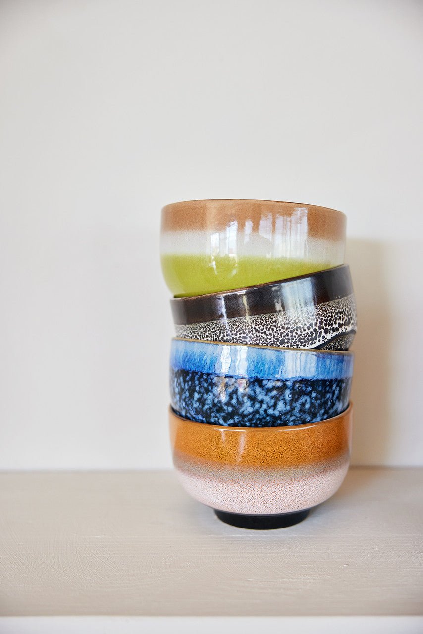 HKliving 70´s ceramic Keramik Schalen 4er Set Groovy - kleinstadtleben concept store