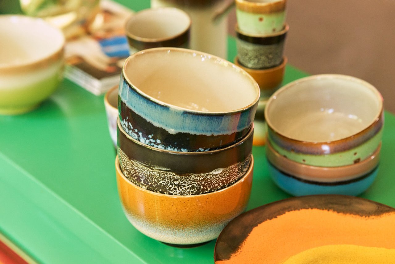 HKliving 70´s ceramic Keramik Schalen 4er Set Groovy - kleinstadtleben concept store