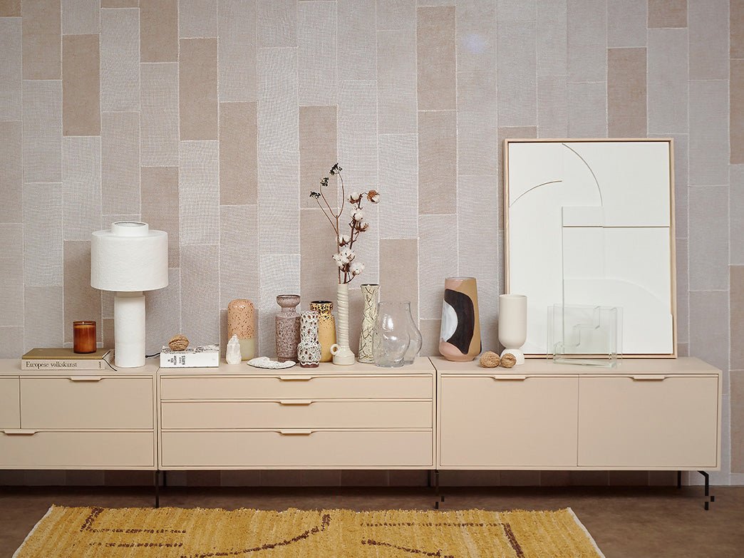 HKliving CERAMIC FLOWER VASE BASED RIBBED - MATT WHITE - kleinstadtleben concept store