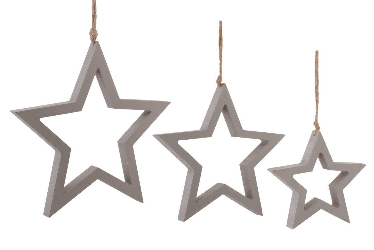 Holz Stern Alba Grau 3er Set - kleinstadtleben concept store