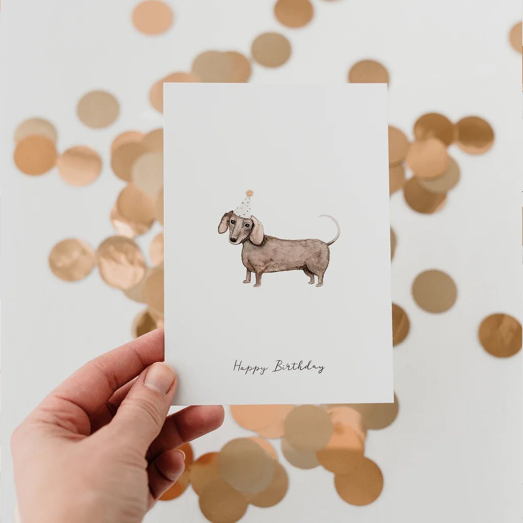 Postkarte Dackel Happy Birthday - kleinstadtleben concept store