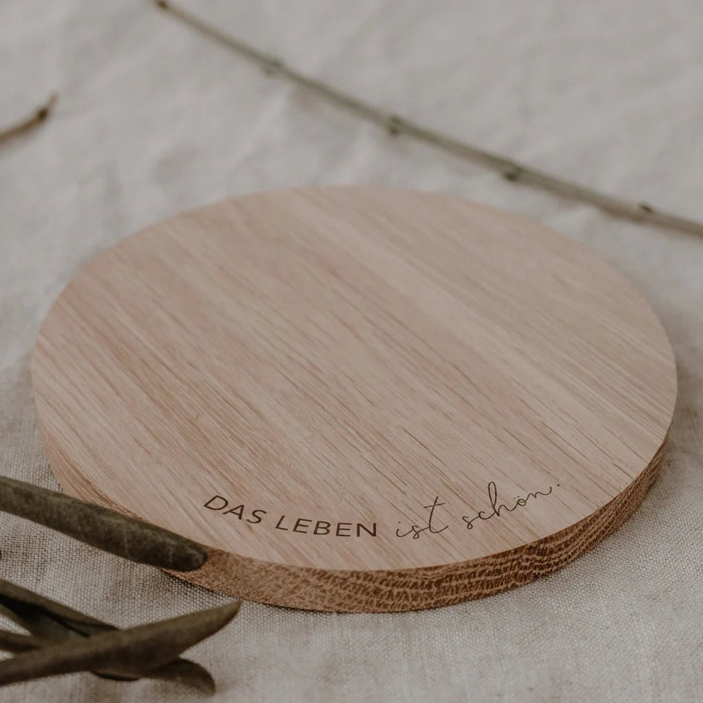 Untersetzer aus Eiche Das Leben ist schön - kleinstadtleben concept store