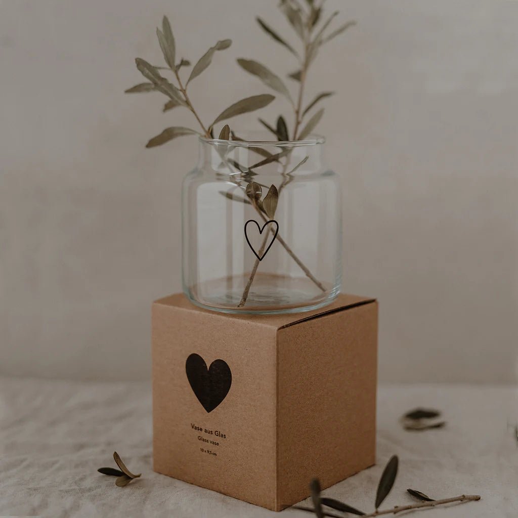 Vase aus Glas mittel Herz - kleinstadtleben concept store