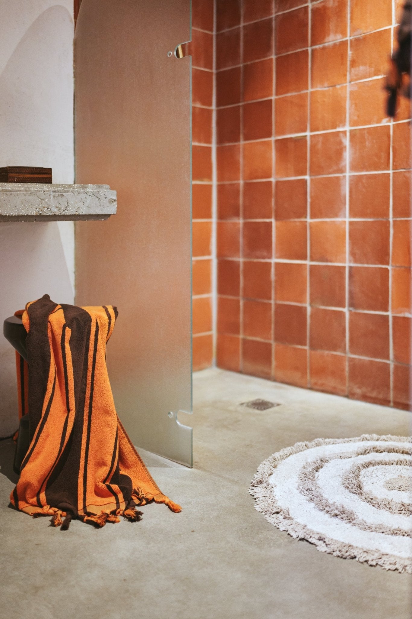 HKliving Runde Badematte "Cream" - 80x80 cm, 100% Baumwolle - kleinstadtleben concept store