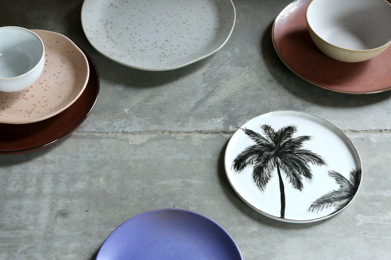 Bold & Basic HKliving Keramik Dessert Teller plams black - kleinstadtleben concept store
