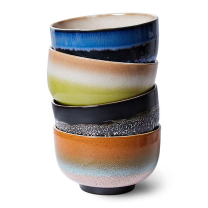HKliving 70´s ceramic Keramik Schalen 4er Set Groovy - kleinstadtleben concept store