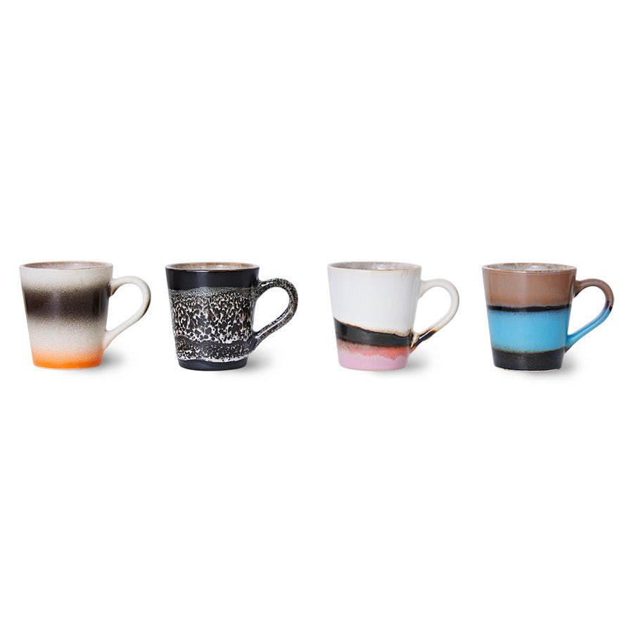 HKliving 70`s ceramics espresso mug 4er Set Funky, Rebel Rebel - kleinstadtleben concept store