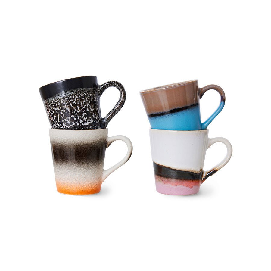 HKliving 70`s ceramics espresso mug 4er Set Funky, Rebel Rebel - kleinstadtleben concept store