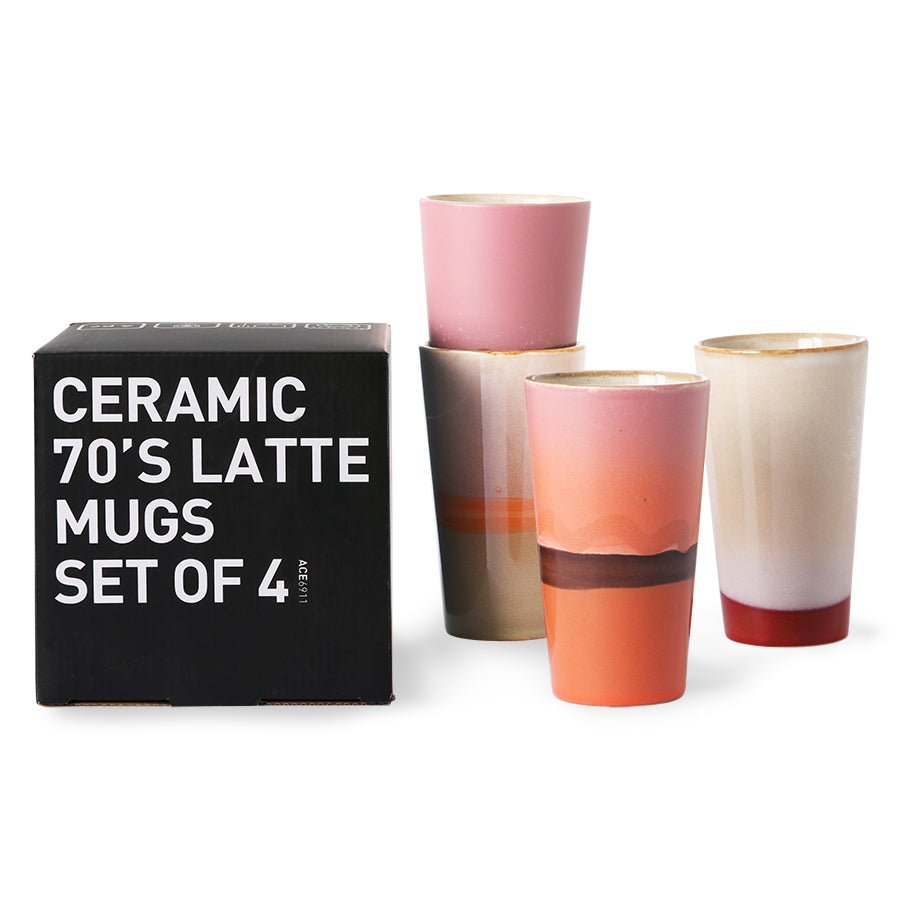 HKliving 70`s ceramics latte mug 4er Set Aquarius - kleinstadtleben concept store