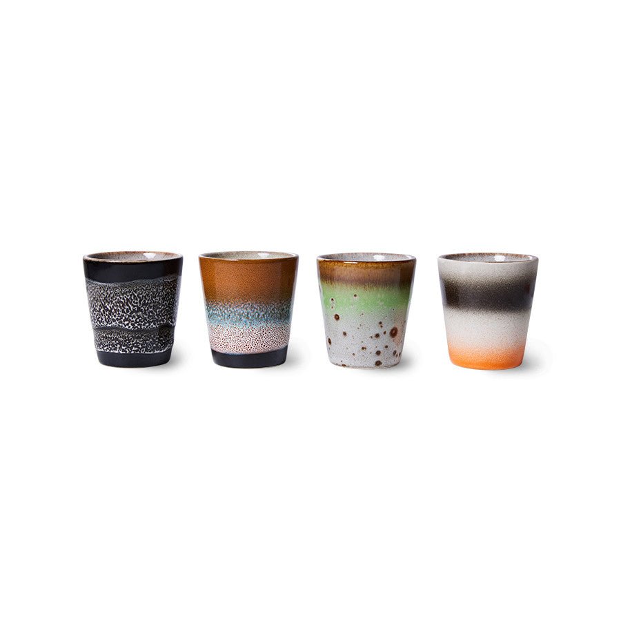 HKliving 70`s ceramics ristretto mug 4er Set Good Vibes , Rocket man - kleinstadtleben concept store