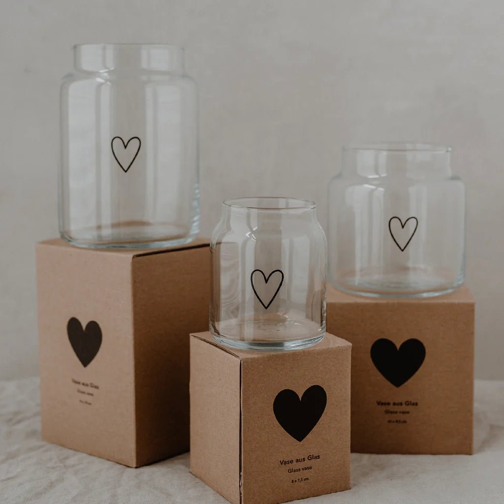 Vase aus Glas mittel Herz - kleinstadtleben concept store